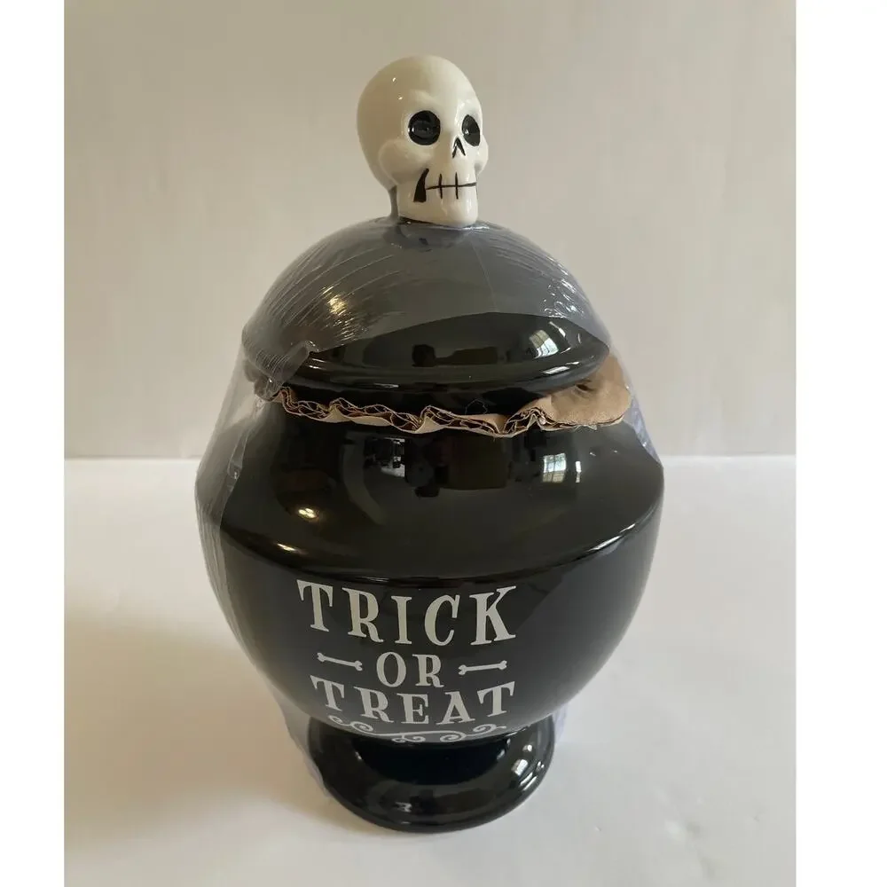 Target by Hyde & EEK Trick or Treat Black Skeleton Head Ceramic Cookie Jar